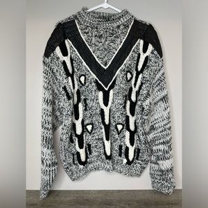 Vintage Street Scenes Men's Sweater Jumper Large Leather 80’s